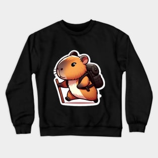 Cute capybara hiking funny Crewneck Sweatshirt